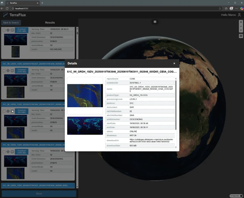 Search results displayed in the prototype