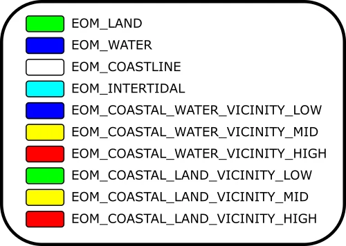 The ten classes provived by the coastal map