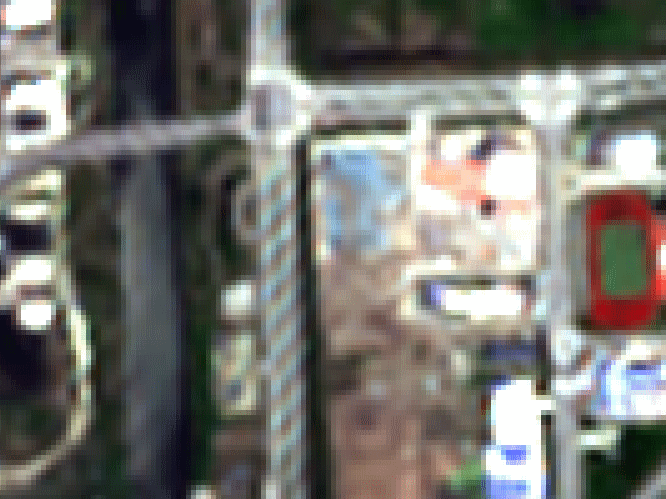 The same Sentinel-2 scene super-resolved to 5 metres